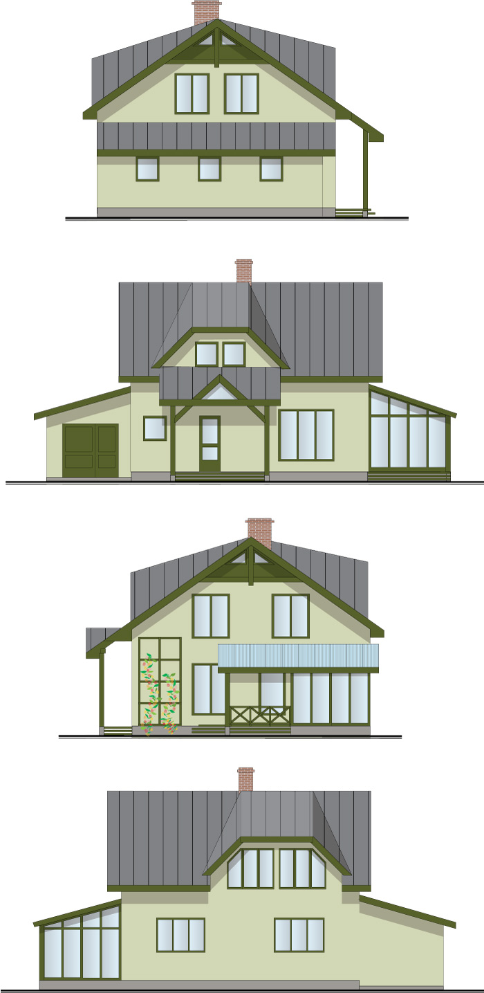 Projekts "Villa Agnese", dzīvojamās mājas projekts, fasādes