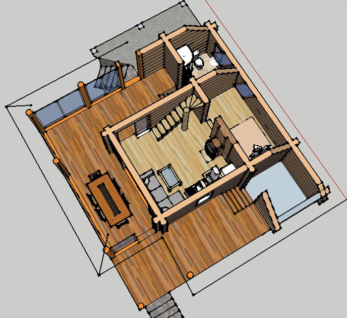 3D interjers atpūtas mājas projektam