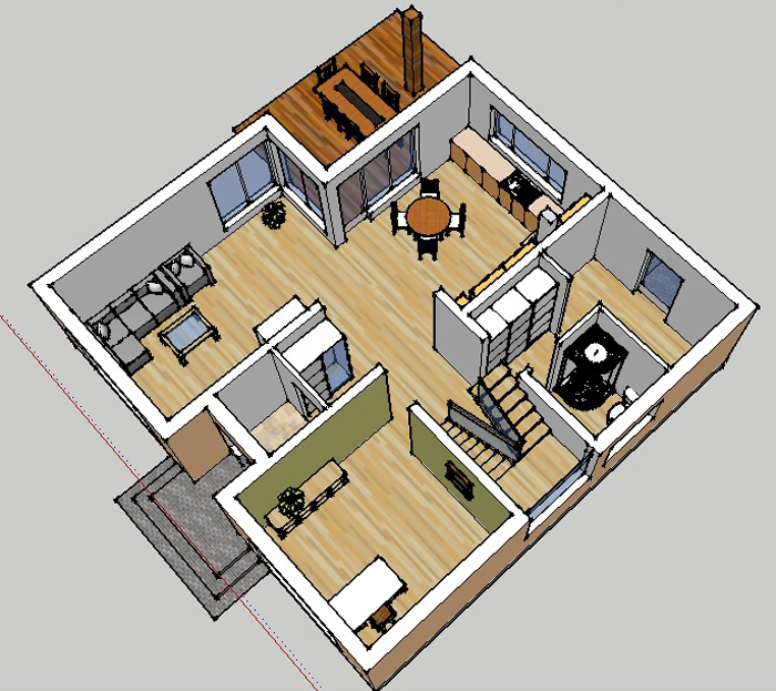 Trīs dimensiju interjera projekts mājas projektam "Kristīne"