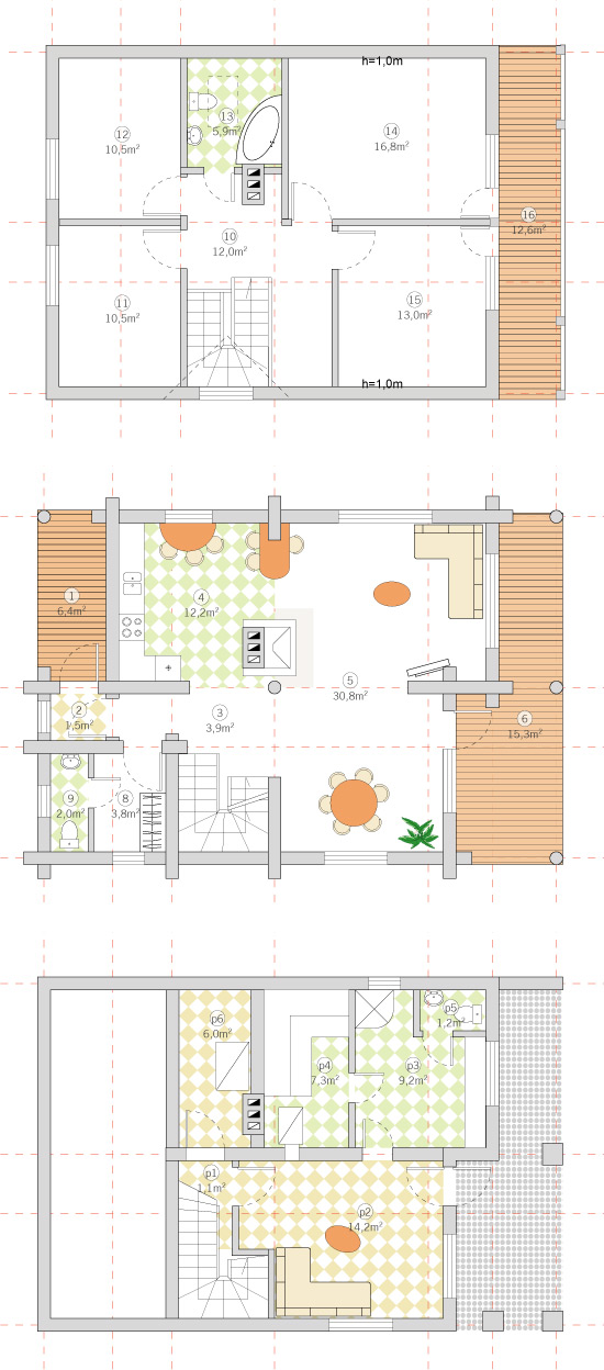 Guļbūves dzīvojamā ēka ar pirti 190m2 projekts