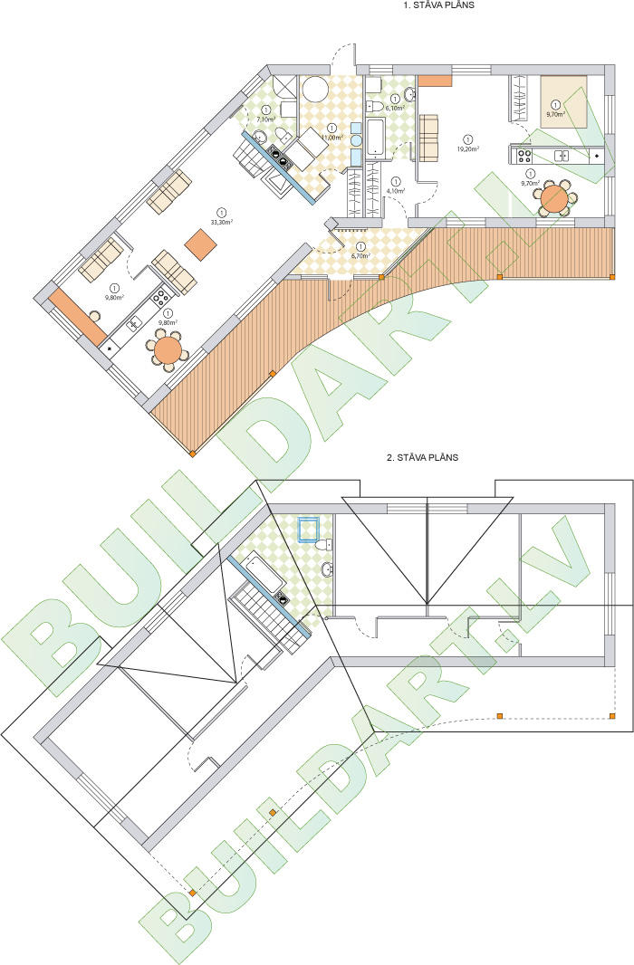 Dzīvojamās mājas projekts "Kārlis" - stāvu plāni