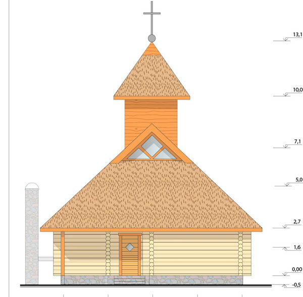 Guļbaļķu baznīca Lēdmanē, projekts