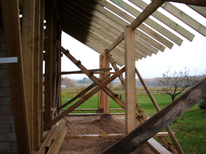 Pirts projekts, pirts atpūtai draugiem un viesiem, būvn. process, koka statņu konstrukcija