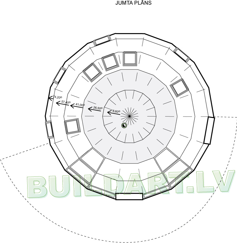 Kupolmājas projekts "Velda" - jumta plāns