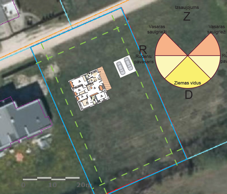 Dzīvojamās mājas projekts "Lība" - novietojums