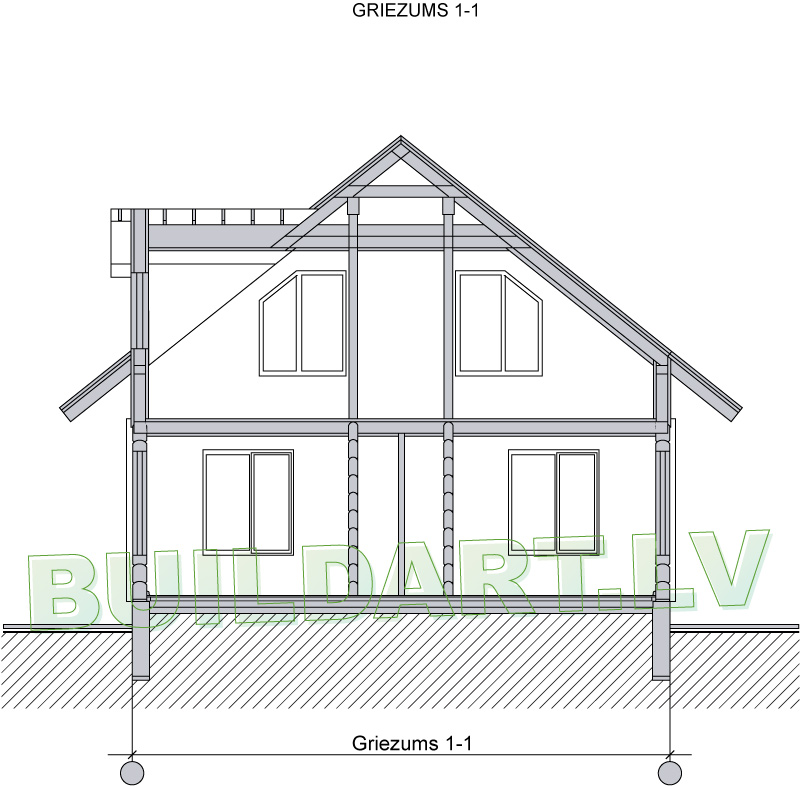 Dzīvojamās mājas projekts "Armands" - griezums