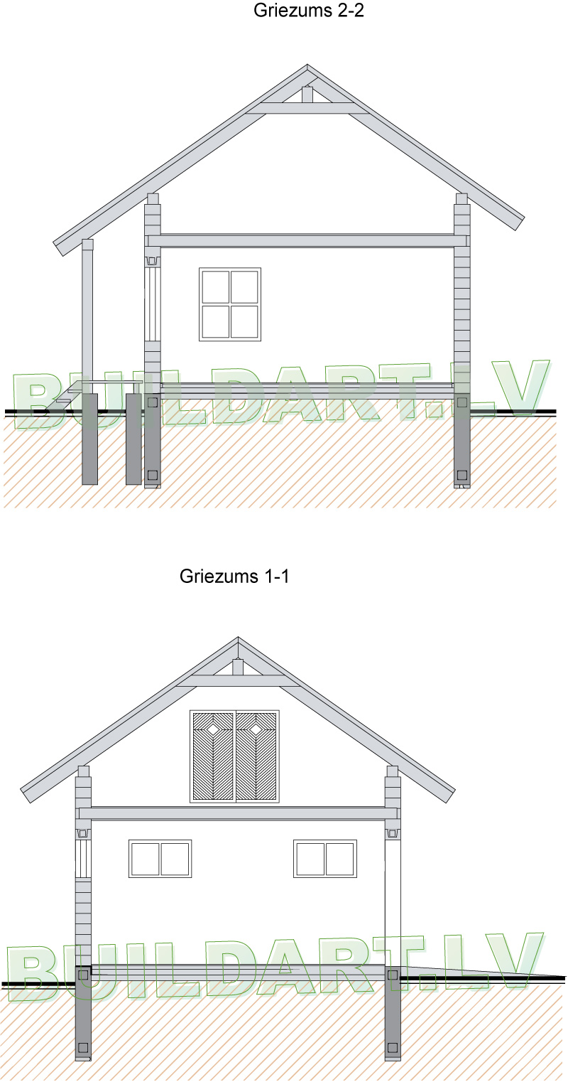 Saimniecības ēkas projekts, saimniecības ēka atpūtai - griezums