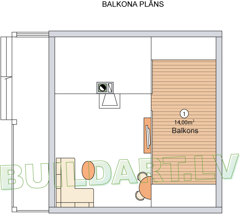 Dārza mājas projekts "Marta" - balkona plāns
