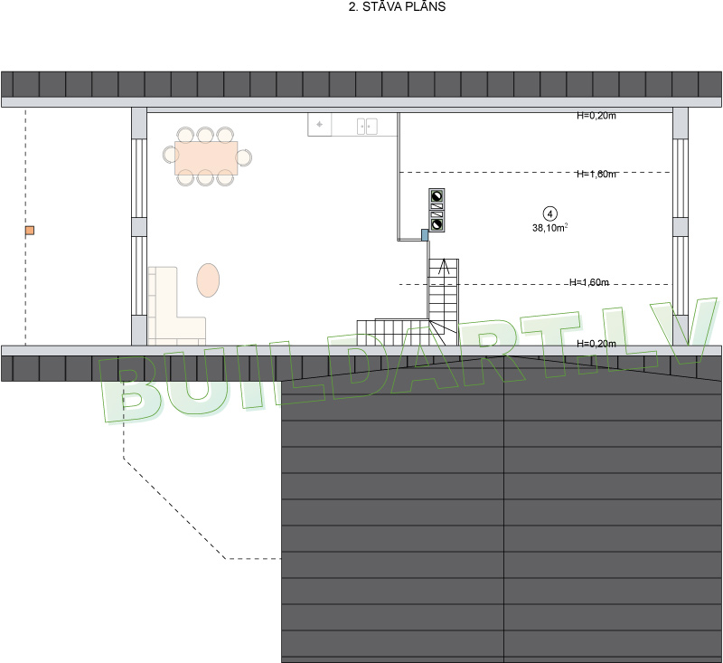 Mājas projekts "Naija" - 2. stāva plāns