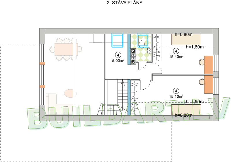 Mājas projekts "Mazais Jēkabs" - 2. stāva plāns