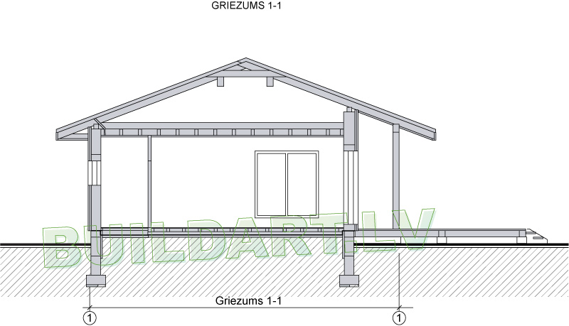 Dzīvojamās mājas projekts "Nikola" - griezums