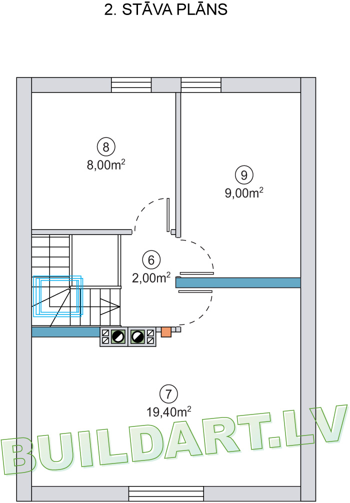 Pirts projekts "Bella" 2. stāva plāns