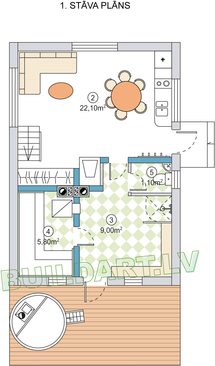 Pirts projekts "Bella" 1. stāva plāns