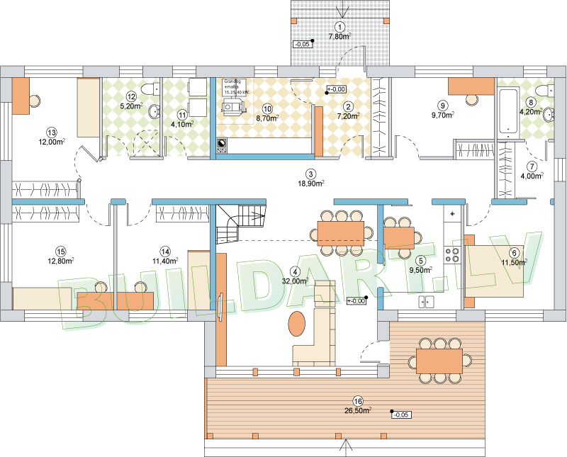 Projekts Nikola - versija ar vēl papildus divām istabām otrajā stāvā