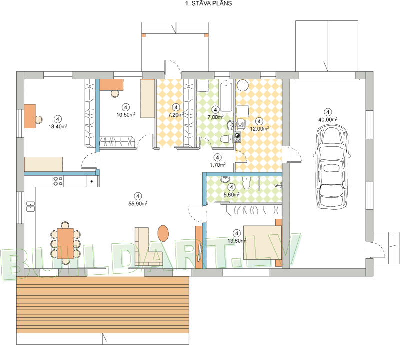 Mājas projekts "Linda" - stāvu plāni
