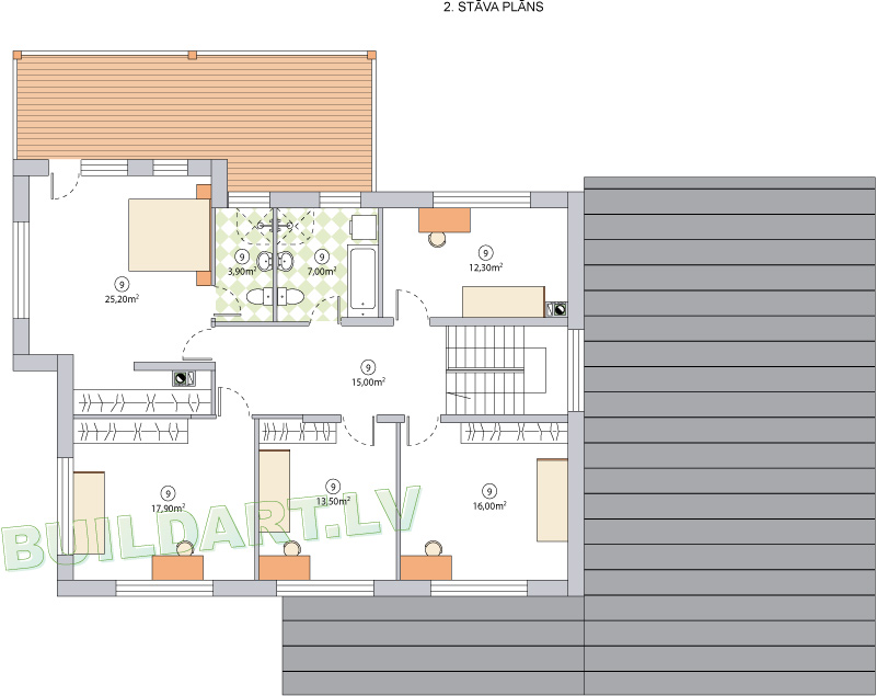 Mājas projekts "Saules nams" - otrā stāva plāns