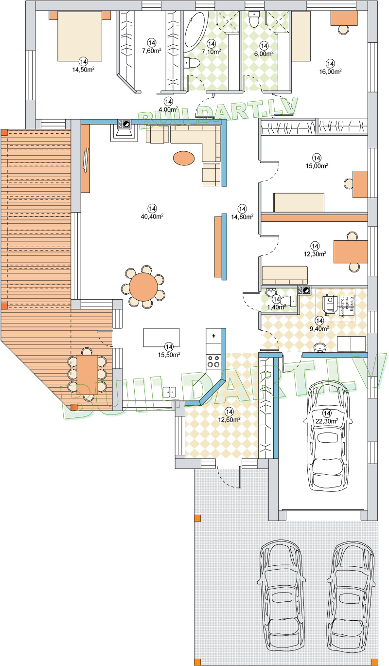 Dzīvojamās mājas projekts "Toms" - pirmā stāva plāns