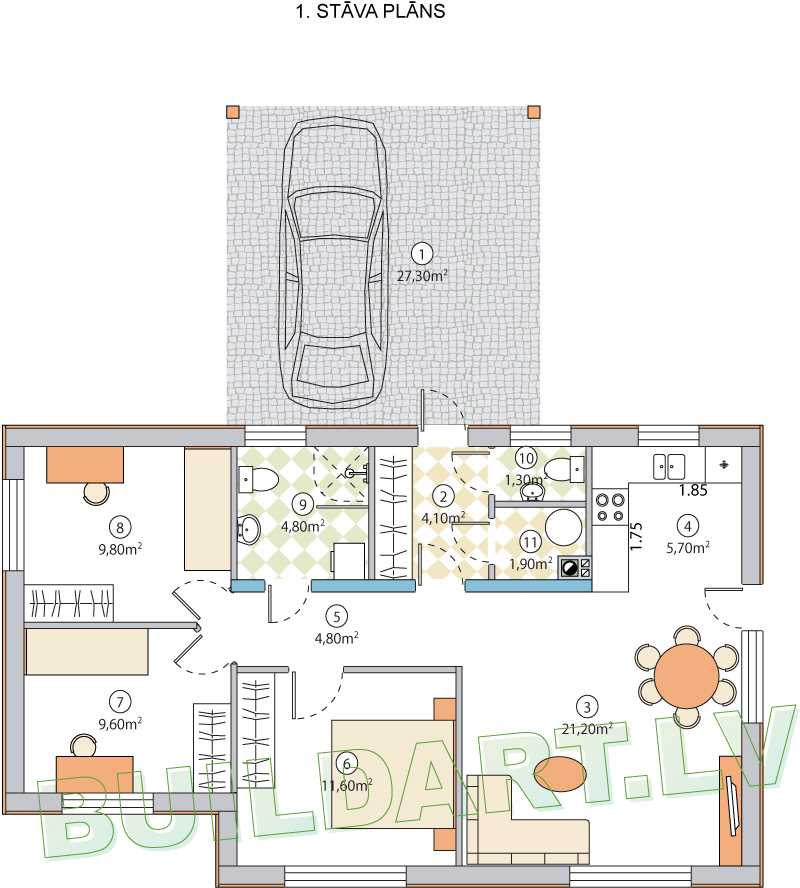 Dzīvojamās mājas projekts "Jūlija" - plāns