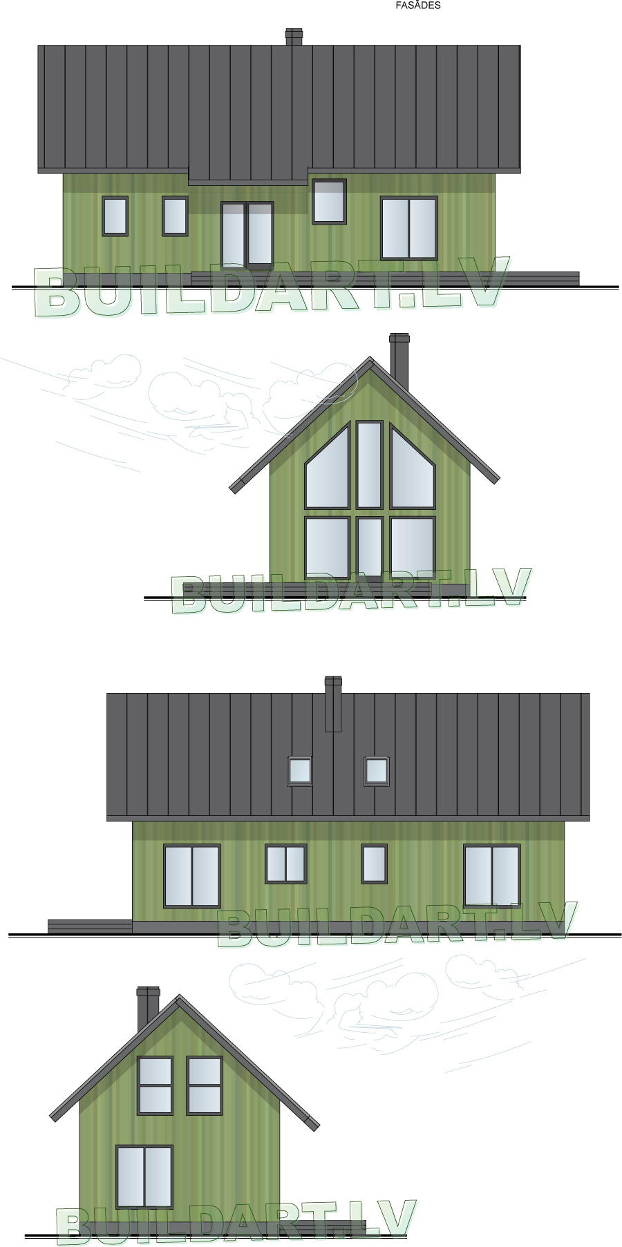 Dzīvojamās mājas projekts "Zīle" - fasādes