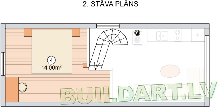 Vasarnīcas projekts "Barbara" - 2. stāva plāns