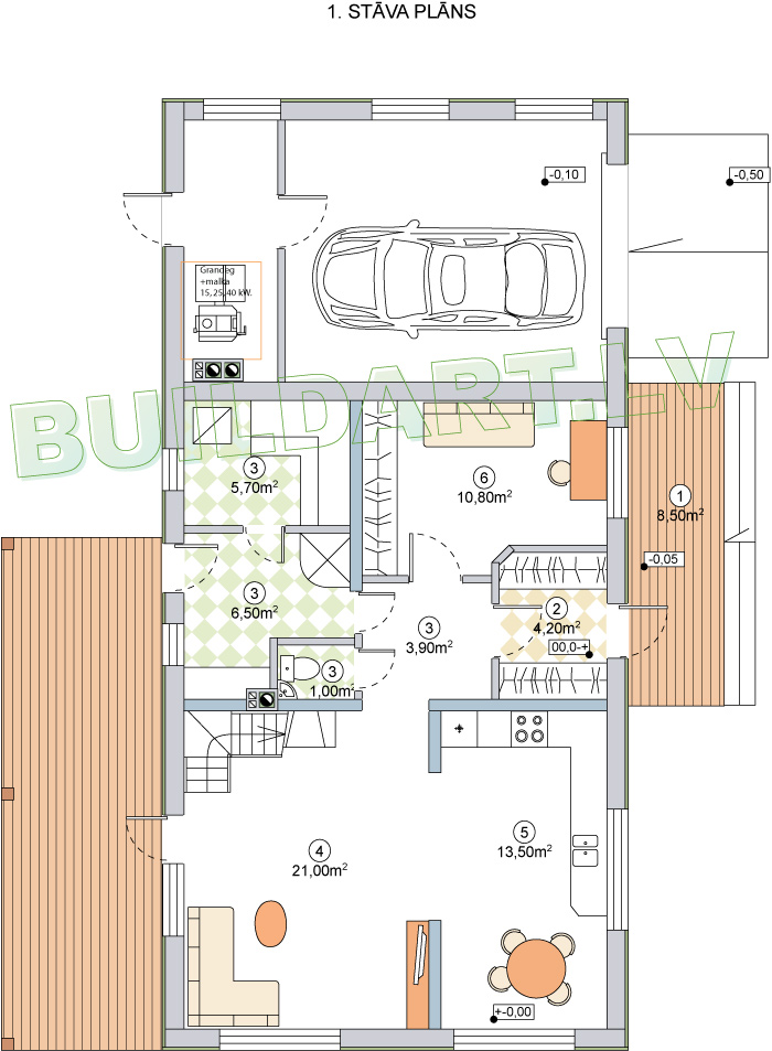 Mājas projekts "Helēna" 175m2 - plāns v2