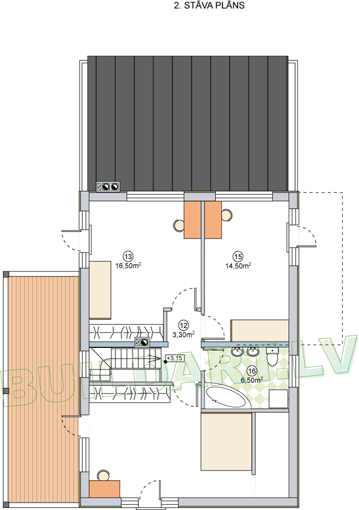 Mājas projekts "Helēna" 175m2 - 2.st. plāns v1