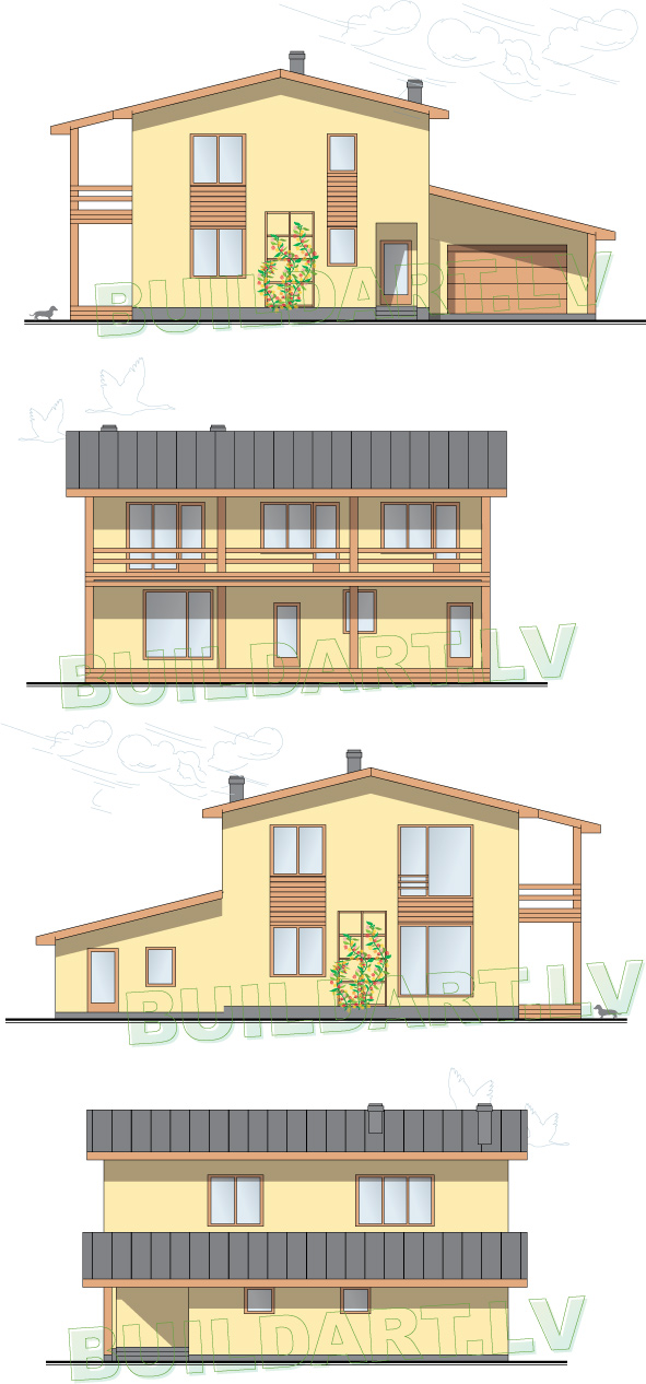 Mājas projekts "Līčupe", 240m2, fasāžu versija B