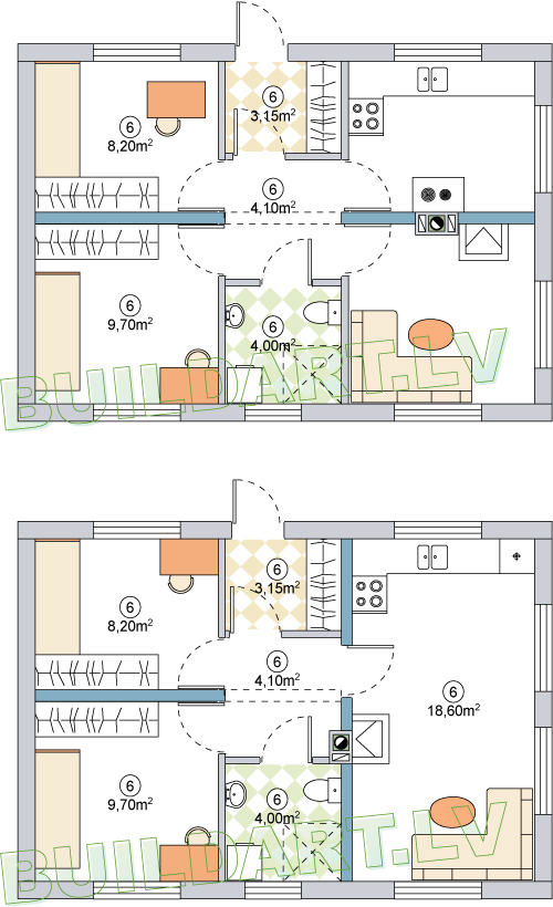 Kompaktas mājiņas projekts, 60kvm