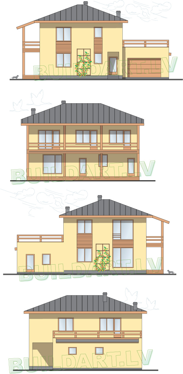 Mājas projekts "Līčupe", 240m2, fasāžu versija C