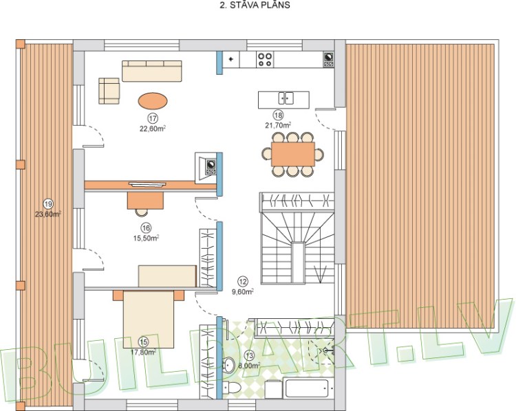 Mājas projekts "Līčupe", 240m2, 2.st. plāns