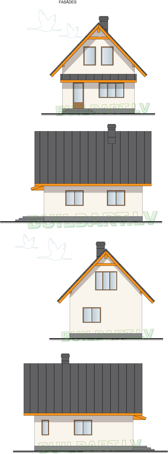 Dārza mājas projekts "Pavasaris" - fasādes