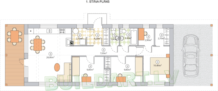 Dzīvojamās mājas projekts "Dūdiņa", plānojums