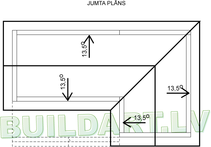 Moduļmājas projekts "Jolanta" - jumta plāns