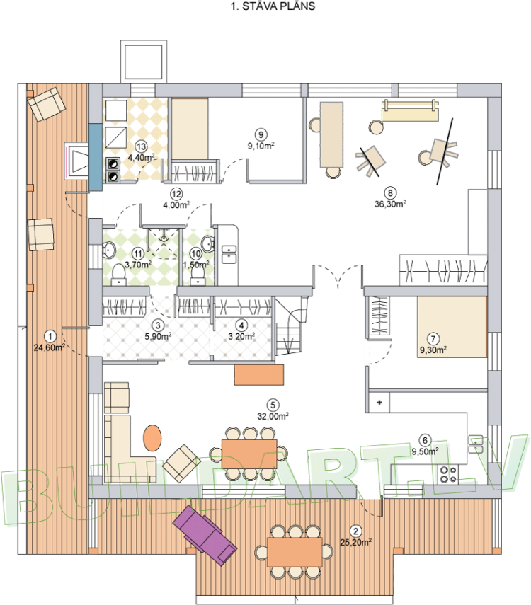Projekts Maija - 1. stāva plāns