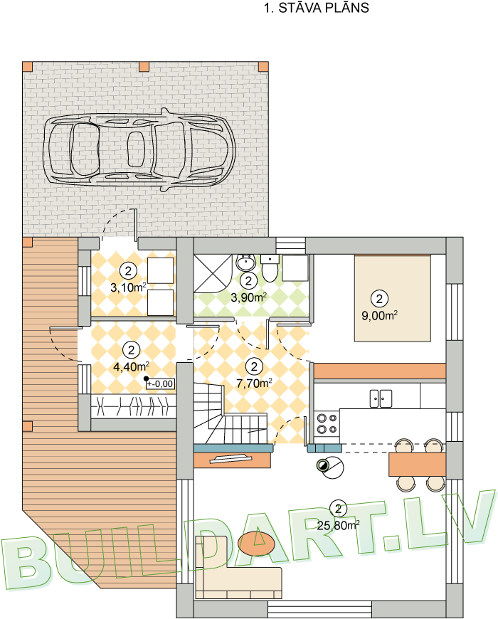 Mājas projekts "Anrijs" - 1. stāva plāns