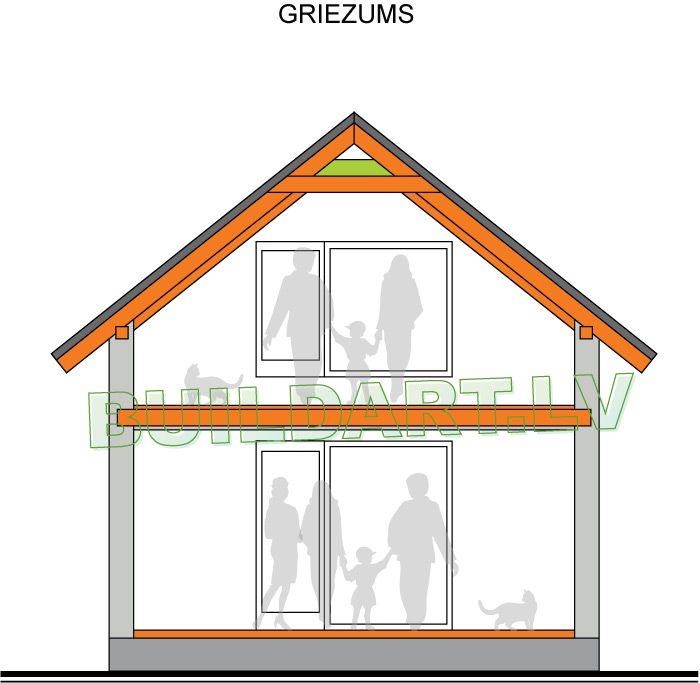 Saimniecības ēkas projekts - ģimenei, griezums