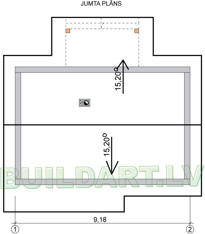 Dzīvojamās mājas projekts "Apelsīns" - jumta plāns
