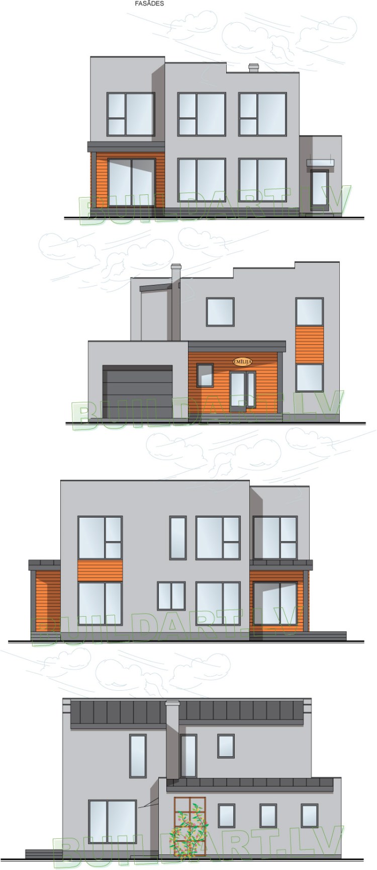 Dzīvojamās mājas projekts "Emīlija" - fasādes