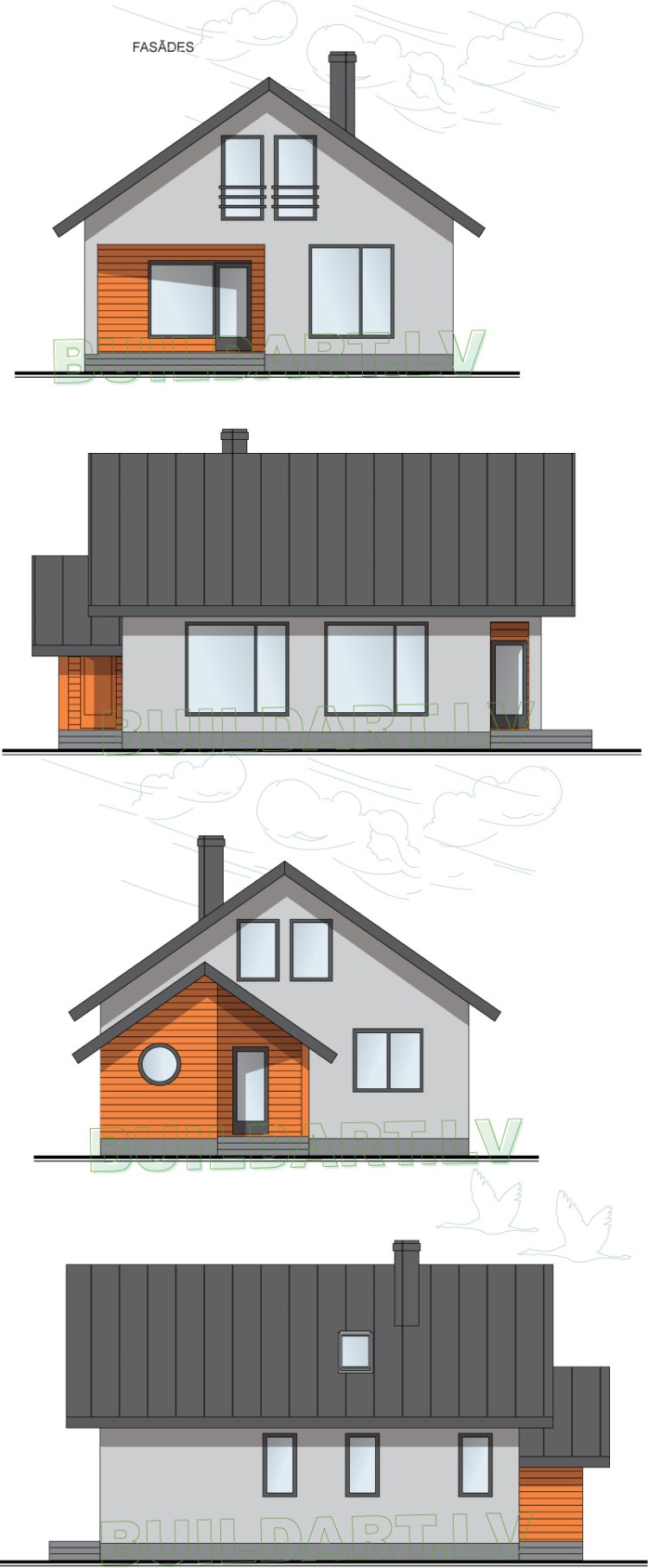 Dzīvojamās mājas projekts "Eva" - fasādes