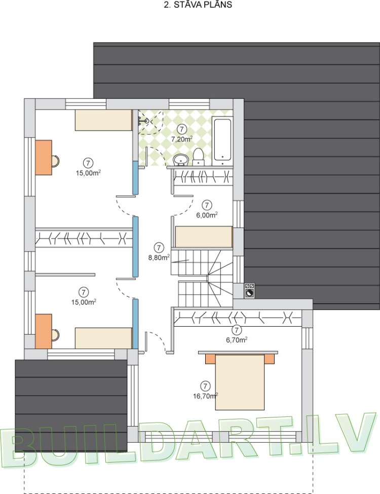 Dzīvojamās mājas projekts "Emīlija" - 1. stāva plāns