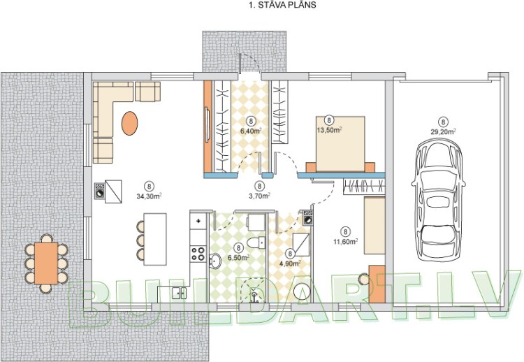 Dzīvojamās mājas projekts Edīte - plāns