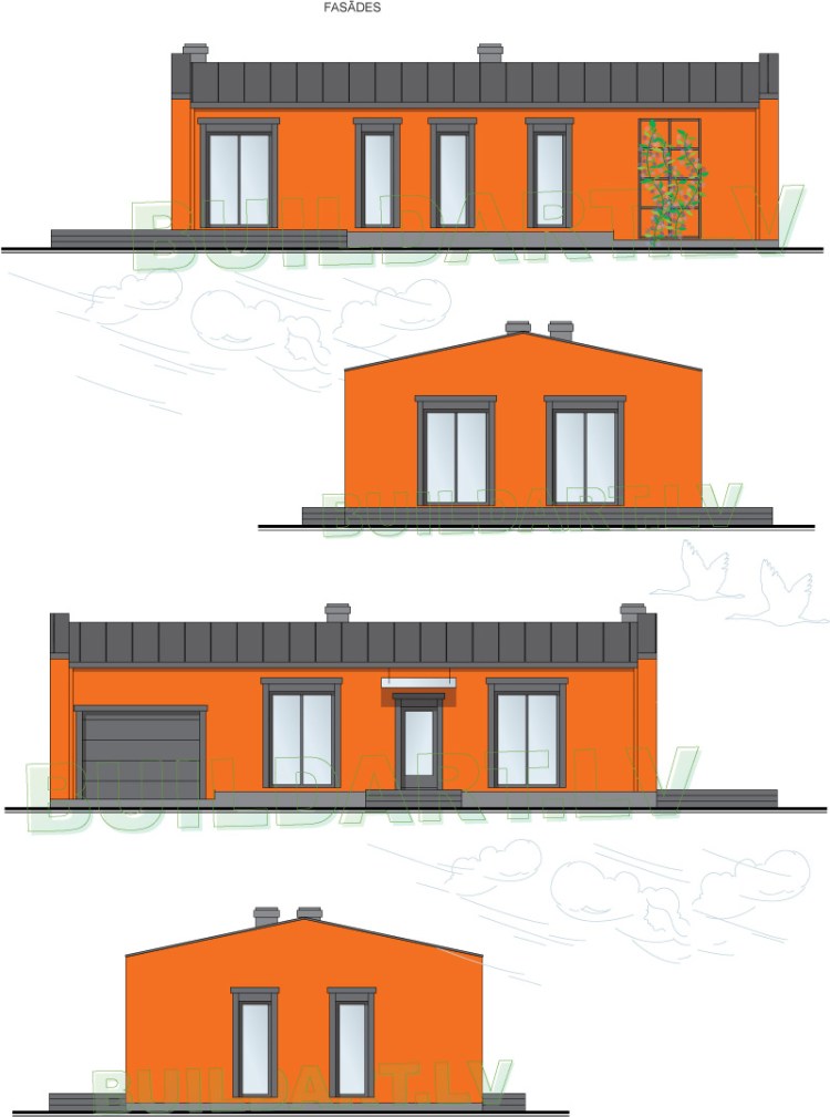 Dzīvojamās mājas projekts Edīte - fasādes
