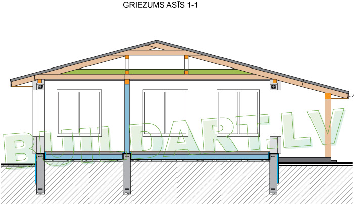 Dzīvojamās mājas projekts "Nora", griezums