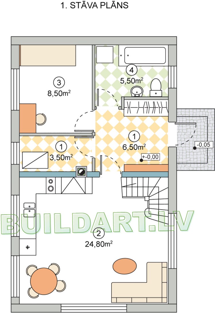 Mājas projekts "Alise", 1.stāva plāns