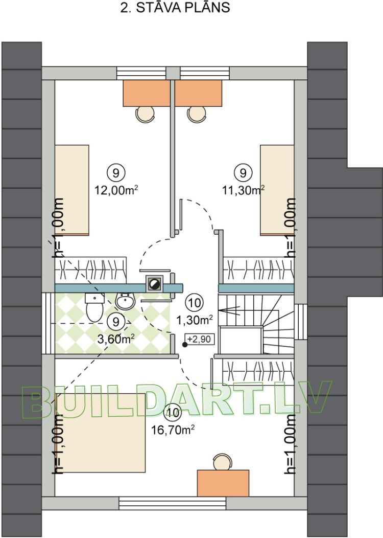 Mājas projekts "Alise", 2.stāva plāns