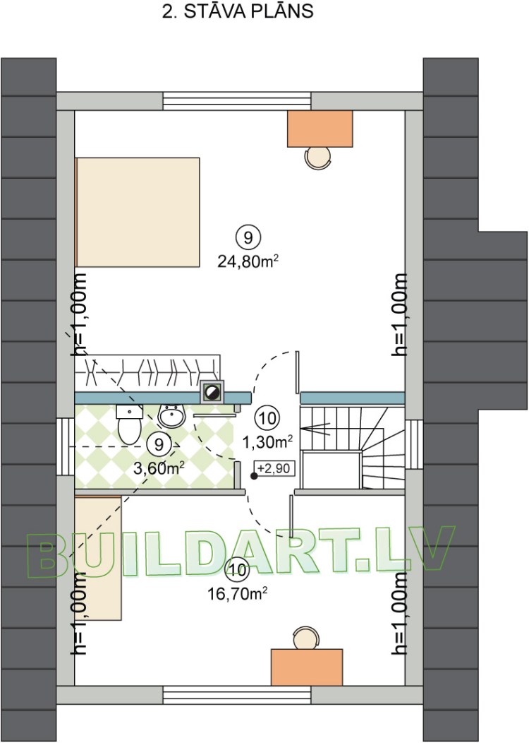 Mājas projekts "Alise", 2.stāva plāns B