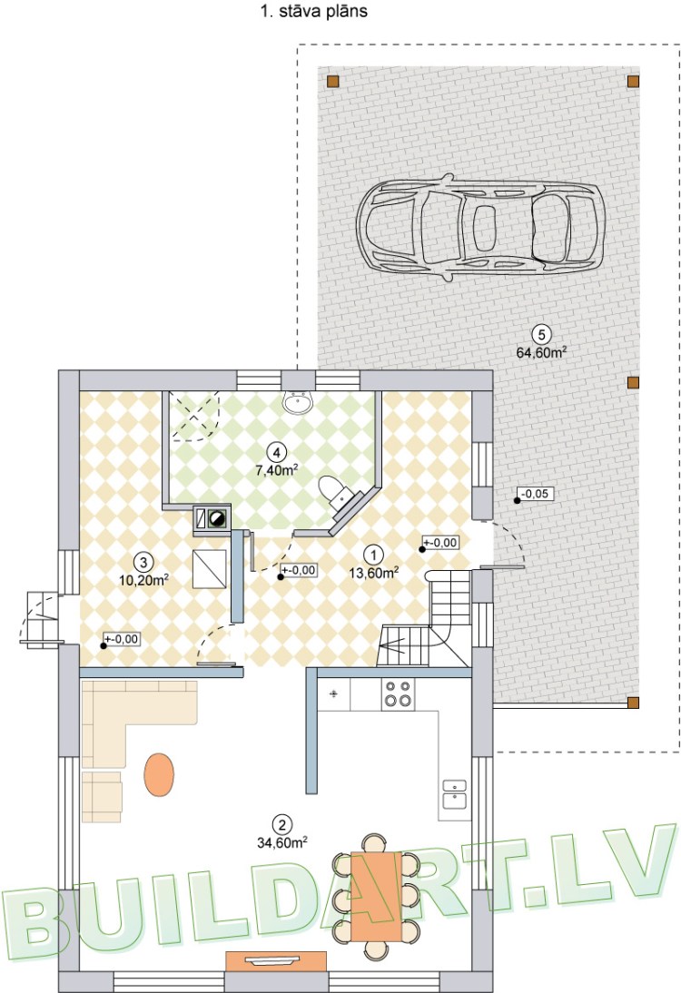 Mājas projekts "Aldis energo" - 1. stāva plāns