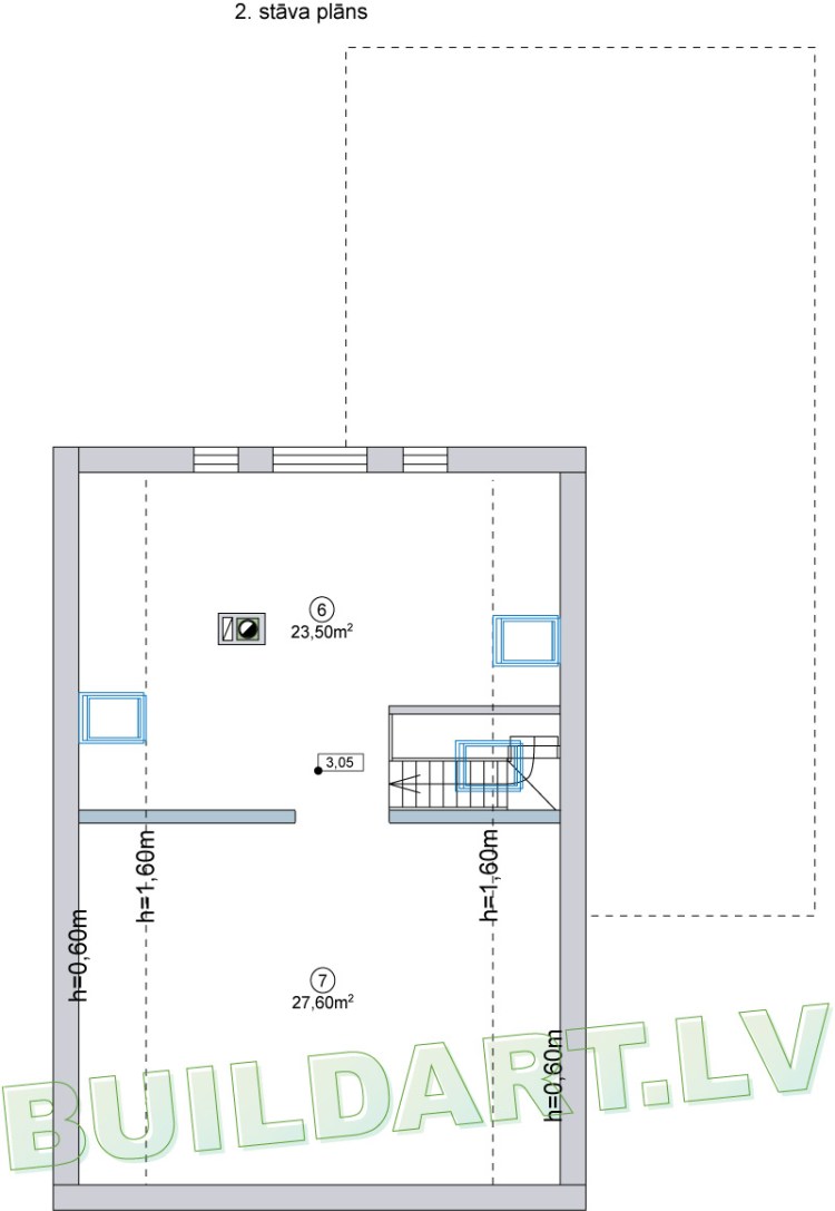 Mājas projekts "Aldis energo" - 2. stāva plāns