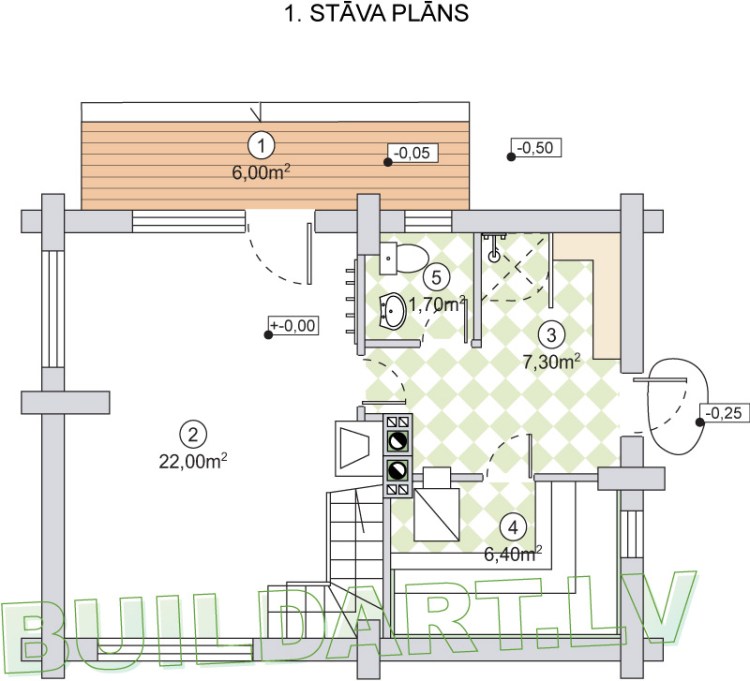 Pirts projekts "Ērika" - 1. stāva plāns