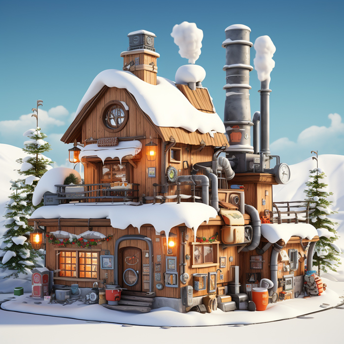 Mājiņa ar mehānisko ventilācijas sistēmu